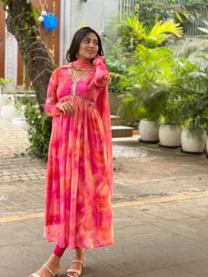 Anarkali Floral Printed Kurta Pent Set with Dupatta Anarkali Kurta for Women | Kurta Set