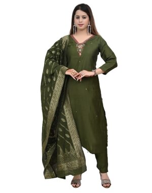 women Dark Green Straight suit